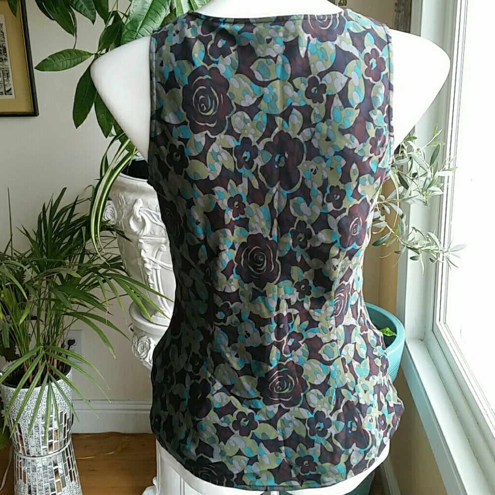 Valerie Stevens Floral Silk Y2K Top Size Medium - Picture 6 of 8